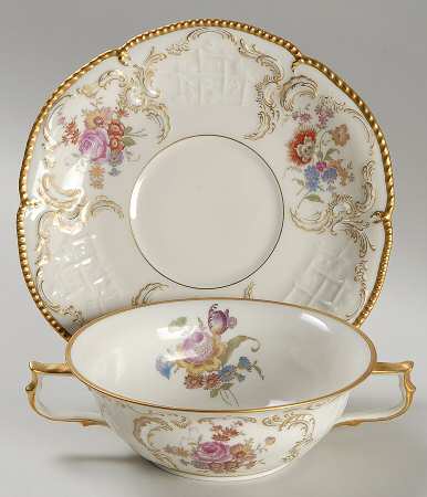 3498 (Sanssouci) Flat Cream Soup Bowl & Saucer Set
