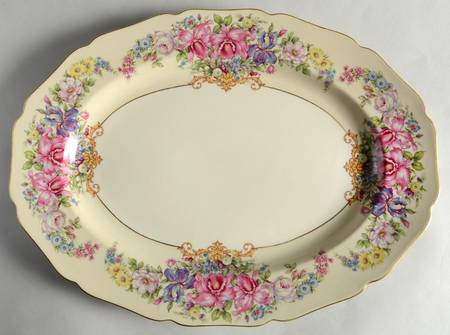 Gwendolyn (Yellow or Yellow & Red Scrolls) 14" Oval Serving Platter