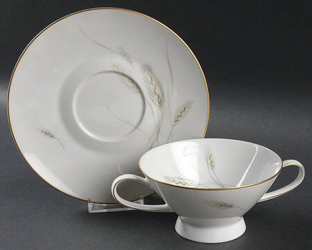 Regina Gold Footed Cream Soup Bowl & Saucer Set