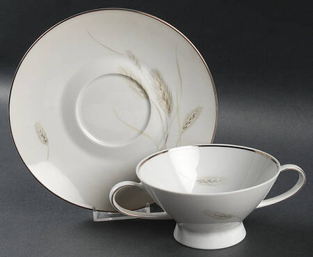 Regina Platinum Footed Cream Soup Bowl & Saucer Set