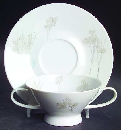 Rendezvous Footed Cream Soup Bowl & Saucer Set