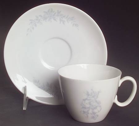 Rose Damask Flat Cup & Saucer Set