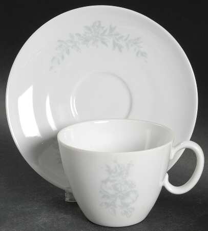Rose Damask Flat Cup & Saucer Set