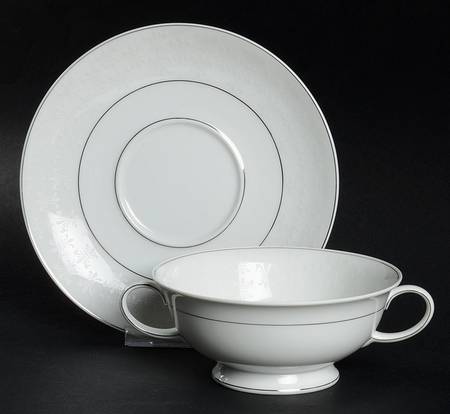 Royal Platinum Footed Cream Soup Bowl & Saucer Set