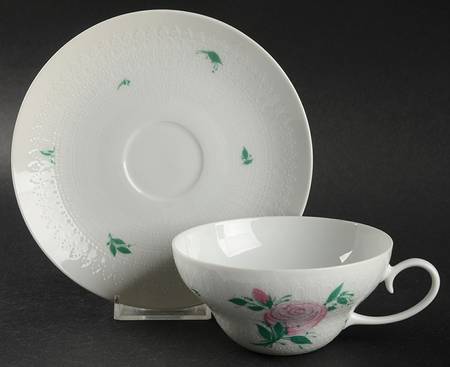 Romance Rose Flat Cup & Saucer Set