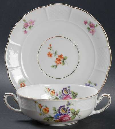 Rosemary Flat Cream Soup Bowl & Saucer Set