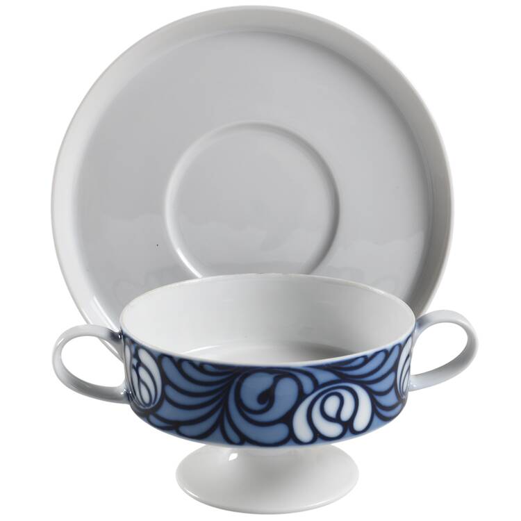 Rosamunde Footed Cream Soup Bowl & Saucer Set