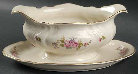 Rose Gravy Boat with Attached Underplate