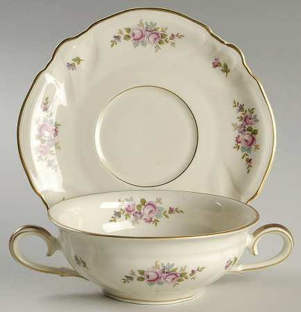 Rose Flat Cream Soup Bowl & Saucer Set