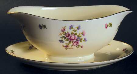 Rose Gravy Boat with Attached Underplate