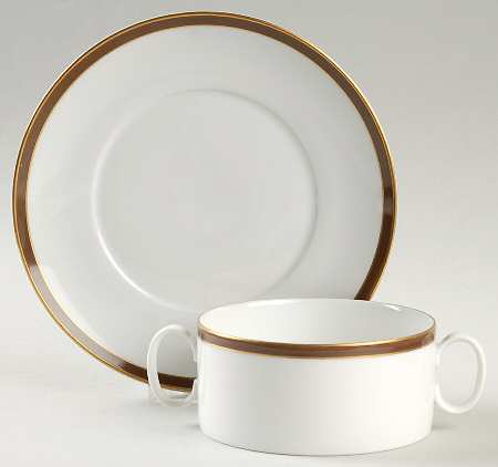 Rosette Flat Cream Soup Bowl & Saucer Set