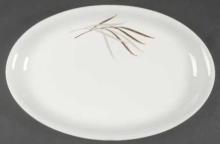 Royal (Form E, Gray and Gold Leaves) 15" Oval Serving Platter