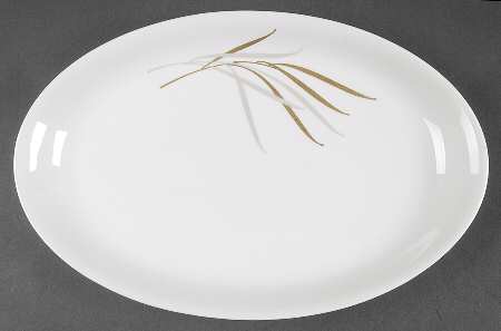Royal (Form E, Gray and Gold Leaves) 13" Oval Serving Platter
