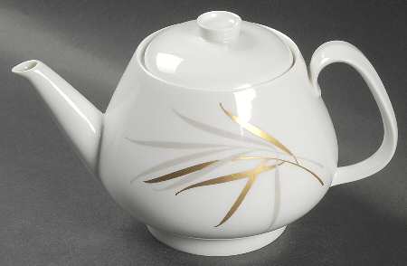 Royal (Form E, Gray and Gold Leaves) Teapot & Lid