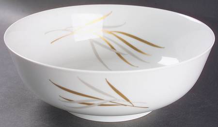 Royal (Form E, Gray and Gold Leaves) 8" Round Vegetable Bowl