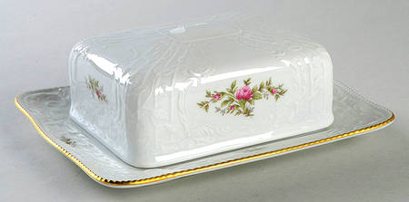 Sanssouci Rose White (Gold Trim) Rectangular Covered Butter
