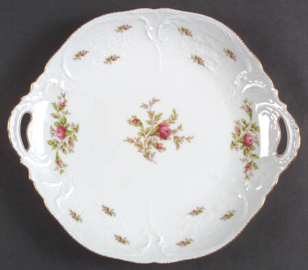 Sanssouci Rose White (Gold Trim) 12" Round Torte Plate