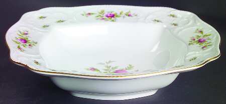 Sanssouci Rose White (Gold Trim) 11" Square Vegetable Bowl