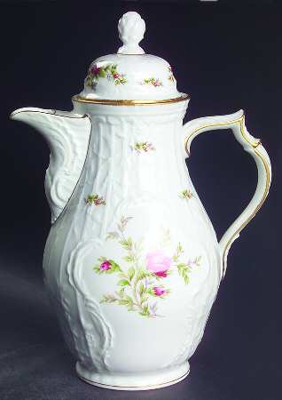 Sanssouci Rose White (Gold Trim) Coffee Pot & Lid