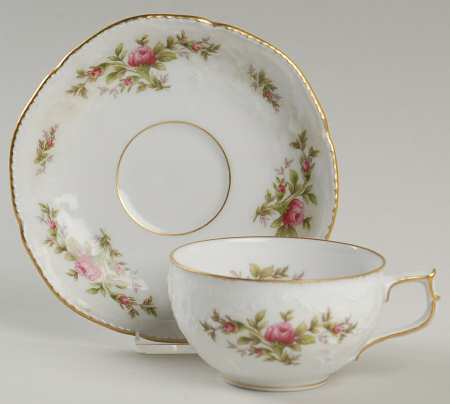 Sanssouci Rose White (Gold Trim) Flat Demitasse Cup & Saucer Set