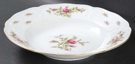 Sanssouci Rose White (Gold Trim) Rim Soup Bowl