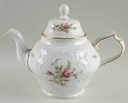 Sanssouci Rose White (Gold Trim) Teapot & Lid