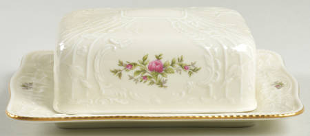 Sanssouci Rose Ivory (Gold Trim) Square Covered Butter