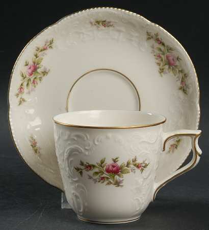 Sanssouci Rose Ivory (Gold Trim) Flat Cup & Saucer Set