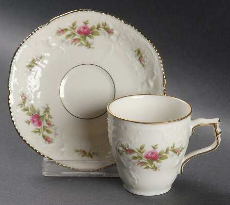 Sanssouci Rose Ivory (Gold Trim) Flat Demitasse Cup & Saucer Set