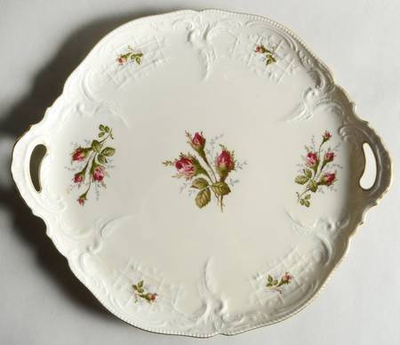 Moss Rose (Sans Souci, Ivory) Handled Cake Plate