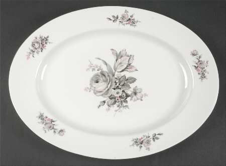 Sanssouci Rose (Platinum Trim) 14" Oval Serving Platter