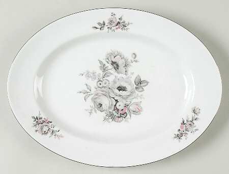Sanssouci Rose (Platinum Trim) 12" Oval Serving Platter