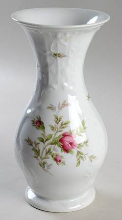 Sanssouci Rose (White, No Trim) 9" Vase
