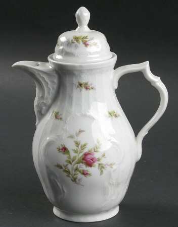 Sanssouci Rose (White, No Trim) Individual Coffee Pot & Lid