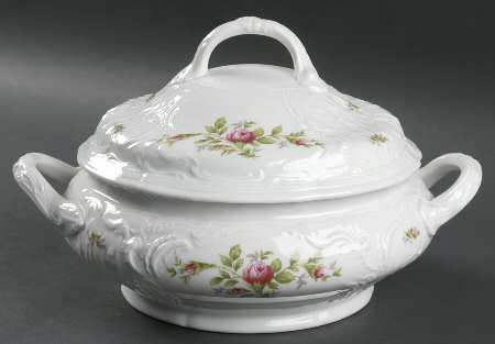 Sanssouci Rose (White, No Trim) Round Covered Vegetable
