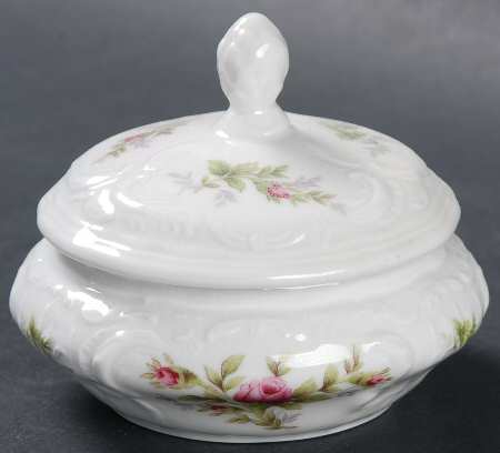 Sanssouci Rose (White, No Trim) Mini Sugar Bowl & Lid