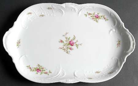 Sanssouci Rose (White, No Trim) 15" Oval Serving Platter