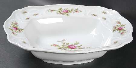 Sanssouci Rose (White, No Trim) 11" Square Vegetable Bowl