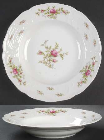 Sanssouci Rose (White, No Trim) Rim Soup Bowl