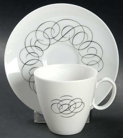 Script Flat Demitasse Cup & Saucer Set