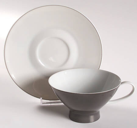 Secunda Gray Footed Cup & Saucer Set