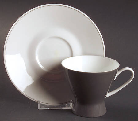 Secunda Gray Footed Cup & Saucer Set