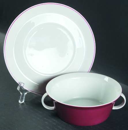 Secunda Purple Flat Cream Soup Bowl & Saucer Set