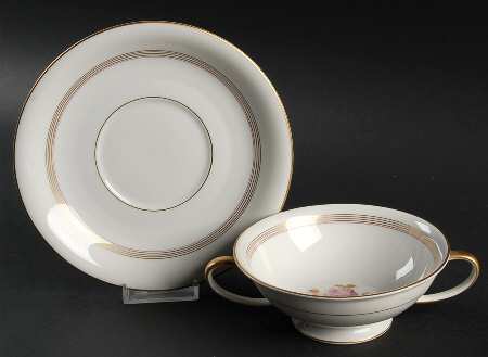 Serenity Footed Cream Soup Bowl & Saucer Set