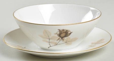 Shadow Rose Sauce Boat with Attached Underplate No Lid