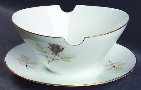 Shadow Rose Round Gravy Boat/Attached Underplate