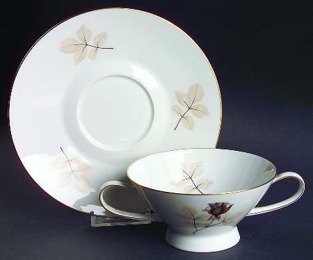 Shadow Rose Footed Bouillon Cup & Saucer