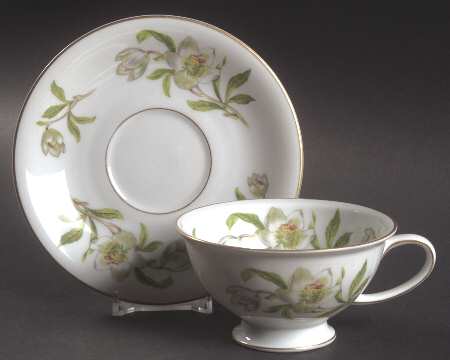 Snow Rose Footed Cup & Saucer Set