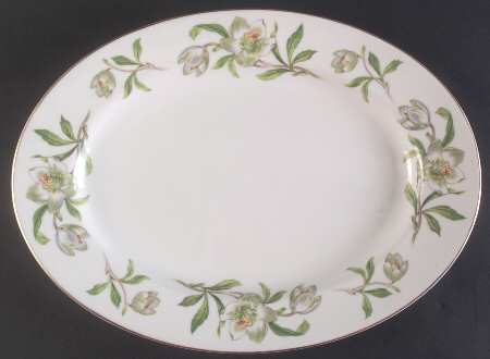 Snow Rose 15" Oval Serving Platter