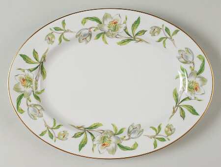 Snow Rose 12" Oval Serving Platter